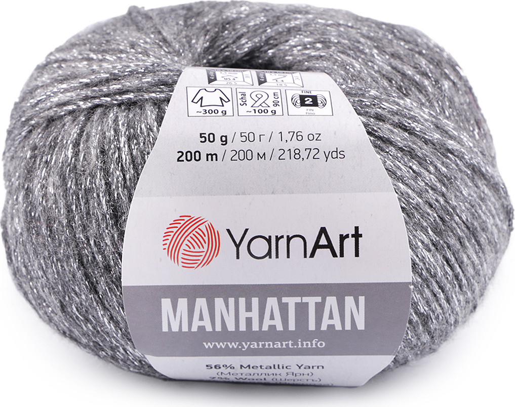 Pletací příze Manhattan 50 g Varianta: 7 (903) šedá stříbrná, Balení: 1 ks