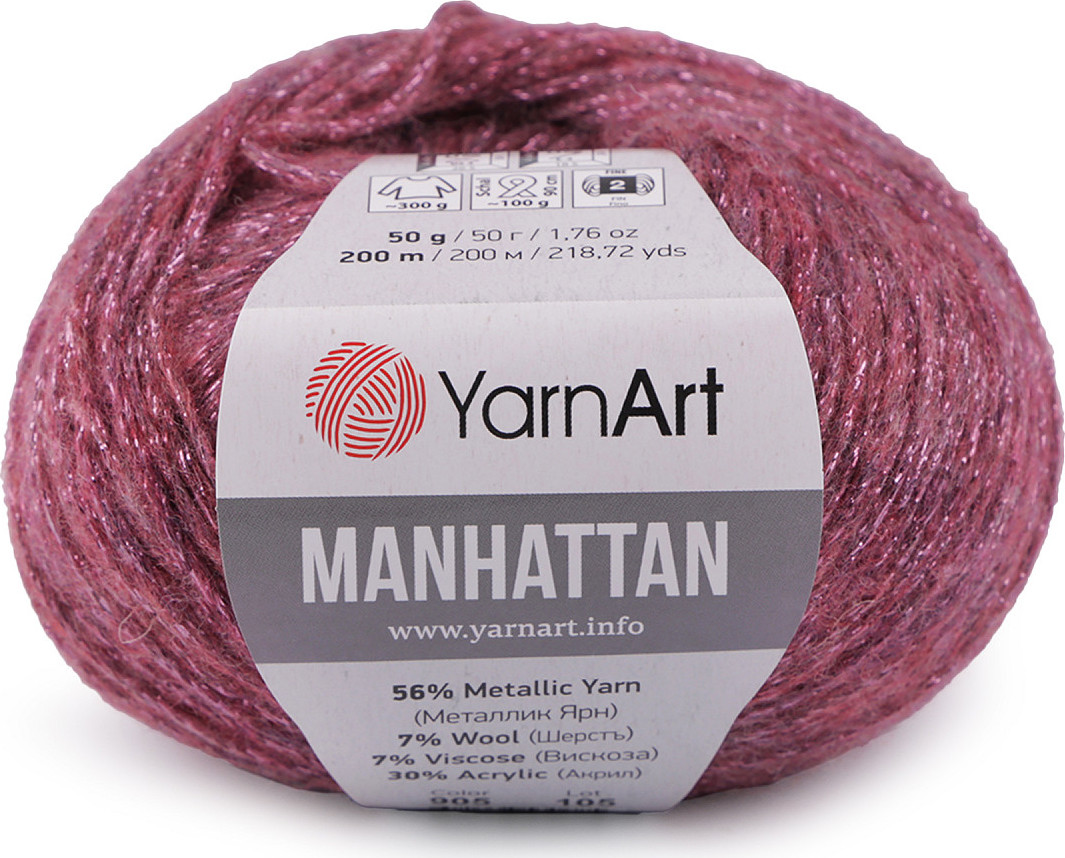 Pletací příze Manhattan 50 g Varianta: 9 (905) starorůžová tm., Balení: 1 ks