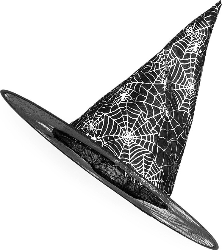 Karnevalový klobouk čarodějnický pavučina, lebka, netopýr Varianta: 1 černá, Balení: 1 ks