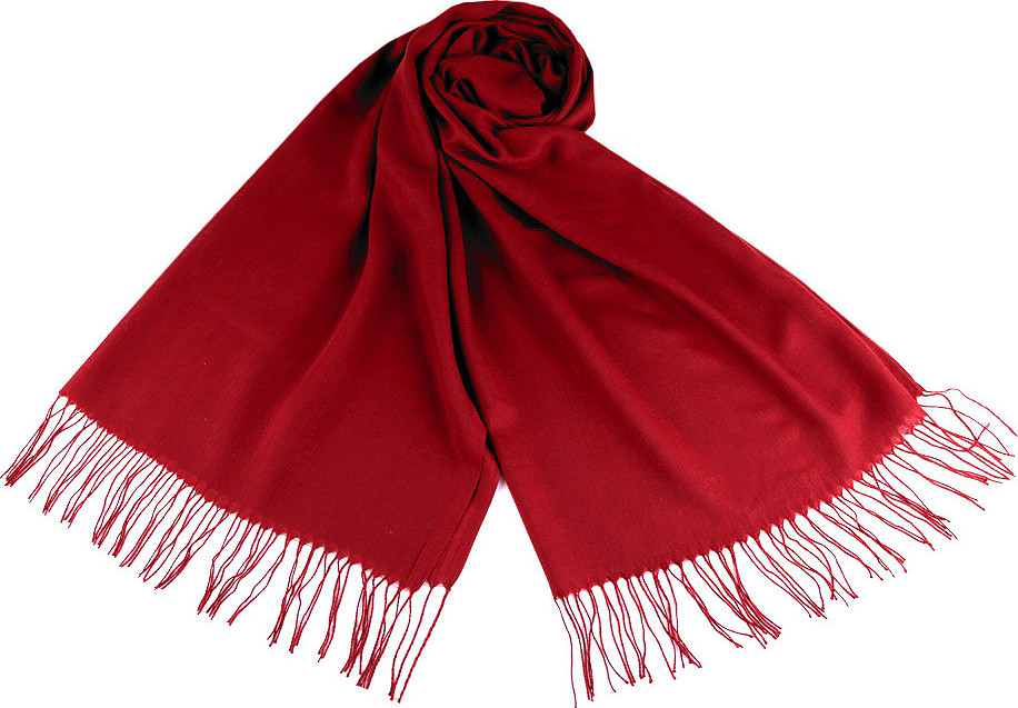 Šátek / šála jednobarevná s třásněmi 70x180 cm Varianta: 8 (1) červená, Balení: 1 ks