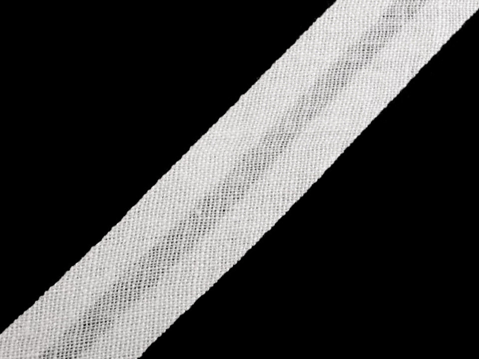 Šikmý proužek bavlněný šíře 14 mm zažehlený Varianta: 100 bílá, Balení: 25 m