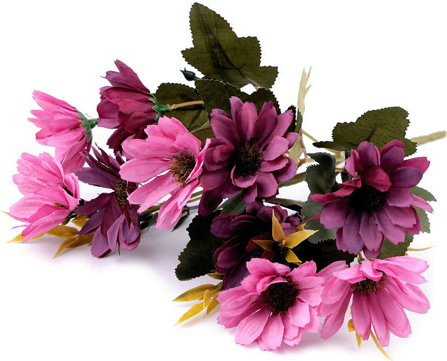 Umělá kytice chryzantéma Varianta: 5 fialovorůžová, Balení: 1 svaz.