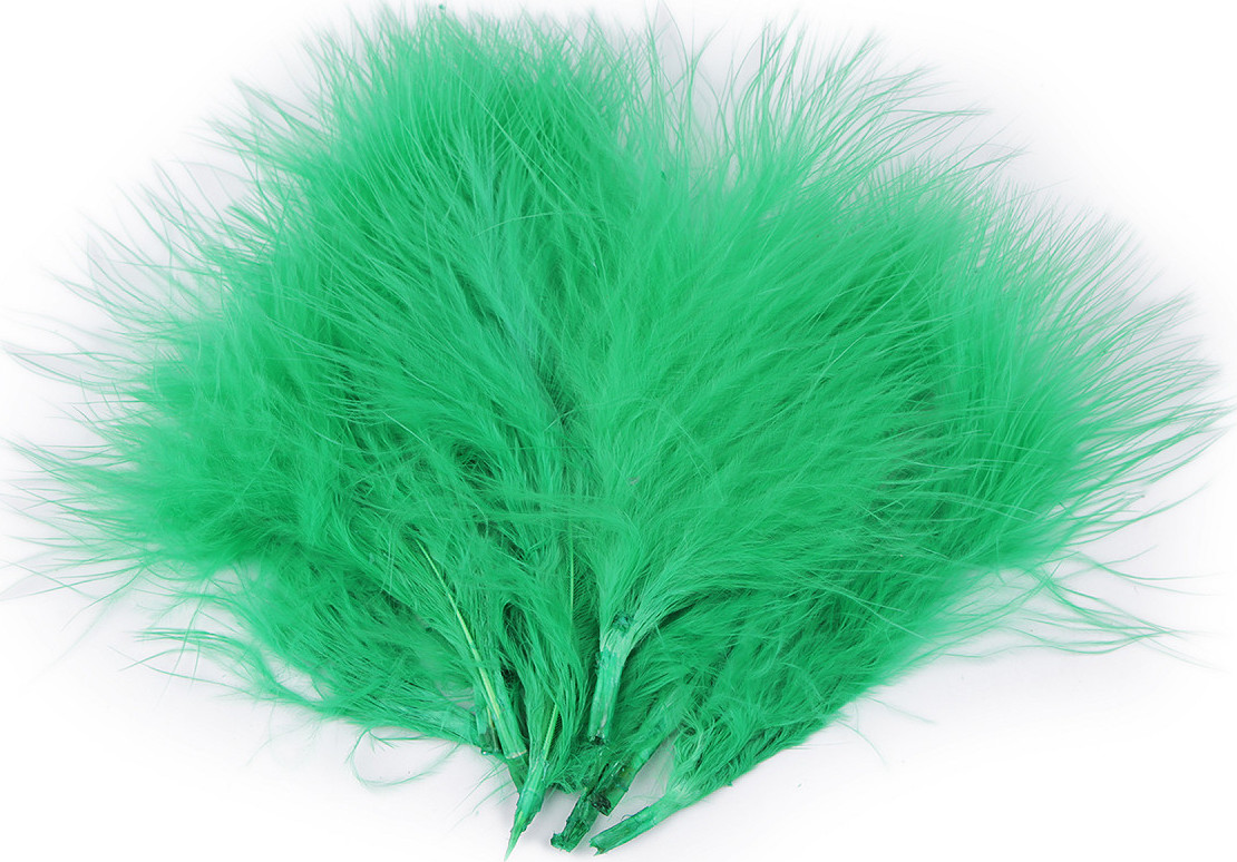 Peří marabu délka 5-12 cm Varianta: 4 zelená pastelová, Balení: 1 sáček