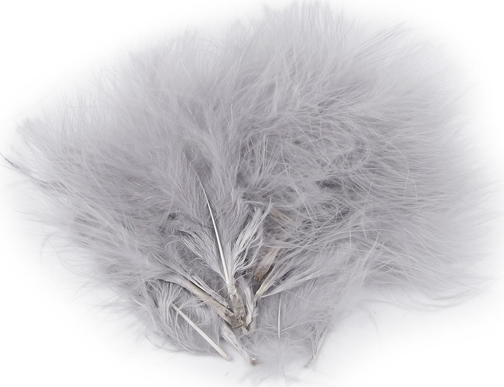 Peří marabu délka 5-12 cm Varianta: 5 šedá světlá, Balení: 1 sáček