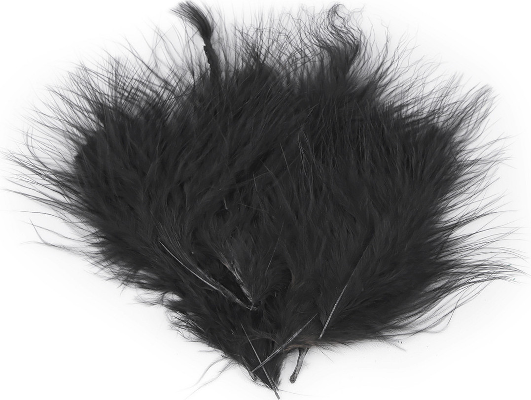 Peří marabu délka 5-12 cm Varianta: 6 černá, Balení: 1 sáček