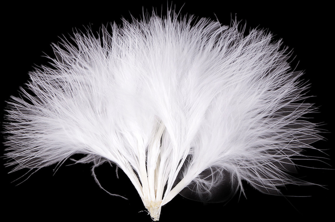 Peří marabu délka 5-12 cm Varianta: 1 bílá, Balení: 1 sáček