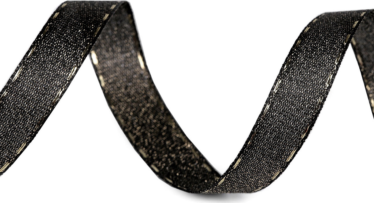 Stuha s lurexem šíře 15 mm Varianta: 900 černá zlatá, Balení: 10 m