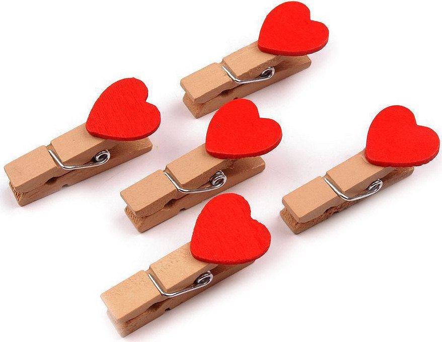 Kolíčky srdce Varianta: 1 červená, Balení: 1 sáček