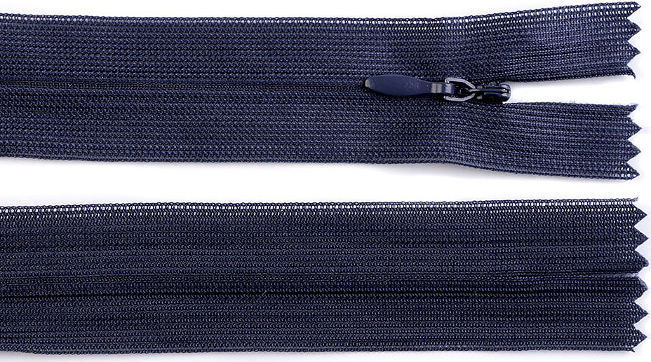 Spirálový zip skrytý šíře 3 mm délka 35 cm dederon Varianta: 330 modrá tmavá, Balení: 1 ks