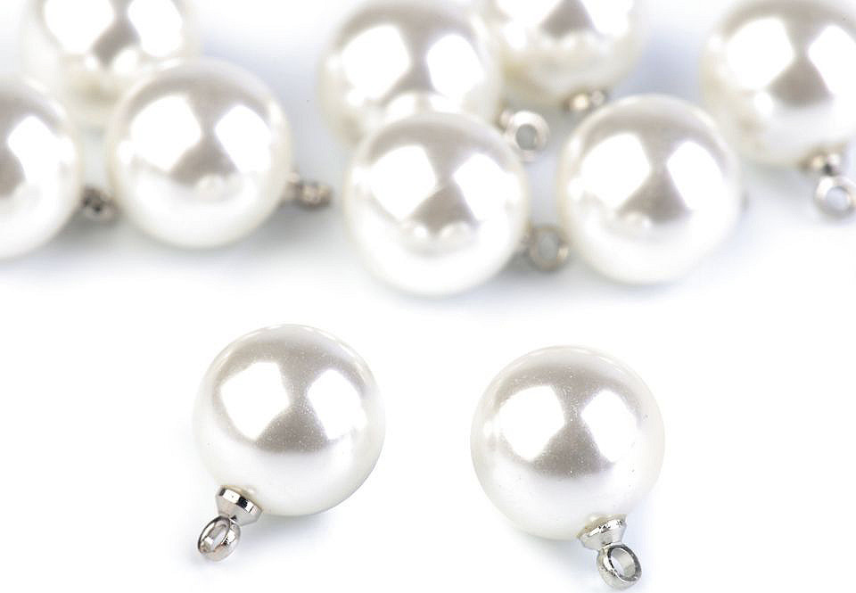 Perla s očkem / knoflík Ø11 mm Varianta: 1 bílá, Balení: 5 ks