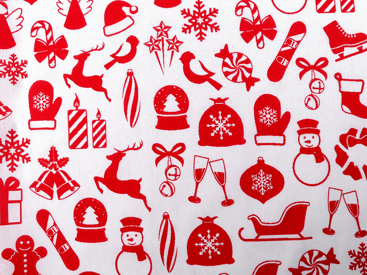 Vánoční bavlněná látka recyklovaná Varianta: bílá červená, Balení: 1 m