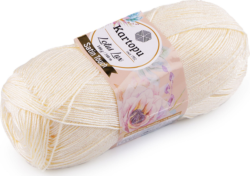 Pletací příze Lotus Lux 100 g Varianta: 2 (025) krémová světlá AB, Balení: 1 ks