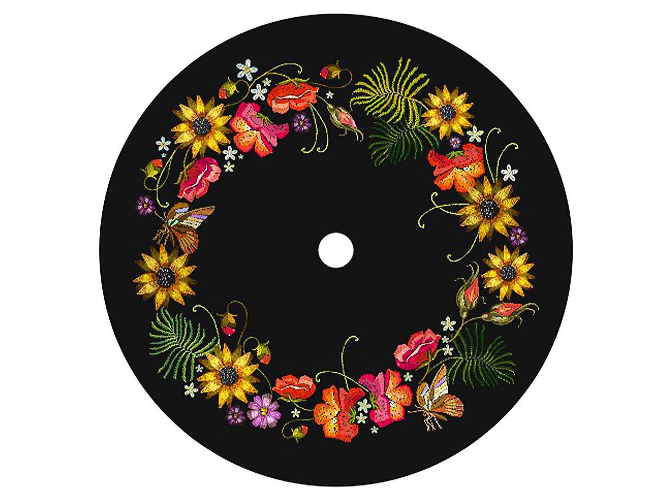 Panel na dámskou kolovou sukni Varianta: 16 černá květy, Balení: 1 ks