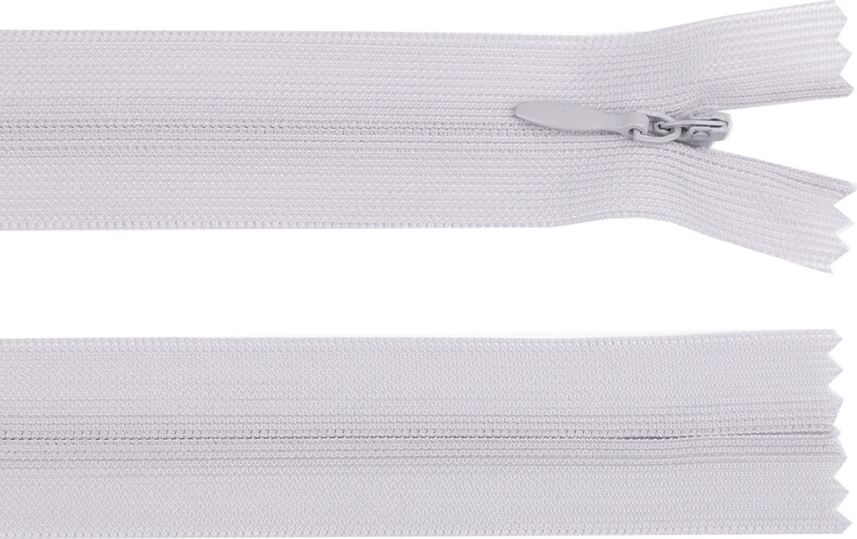 Spirálový zip skrytý šíře 3 mm délka 60 cm dederon Varianta: 780 šedá nejsvětlejší, Balení: 1 ks