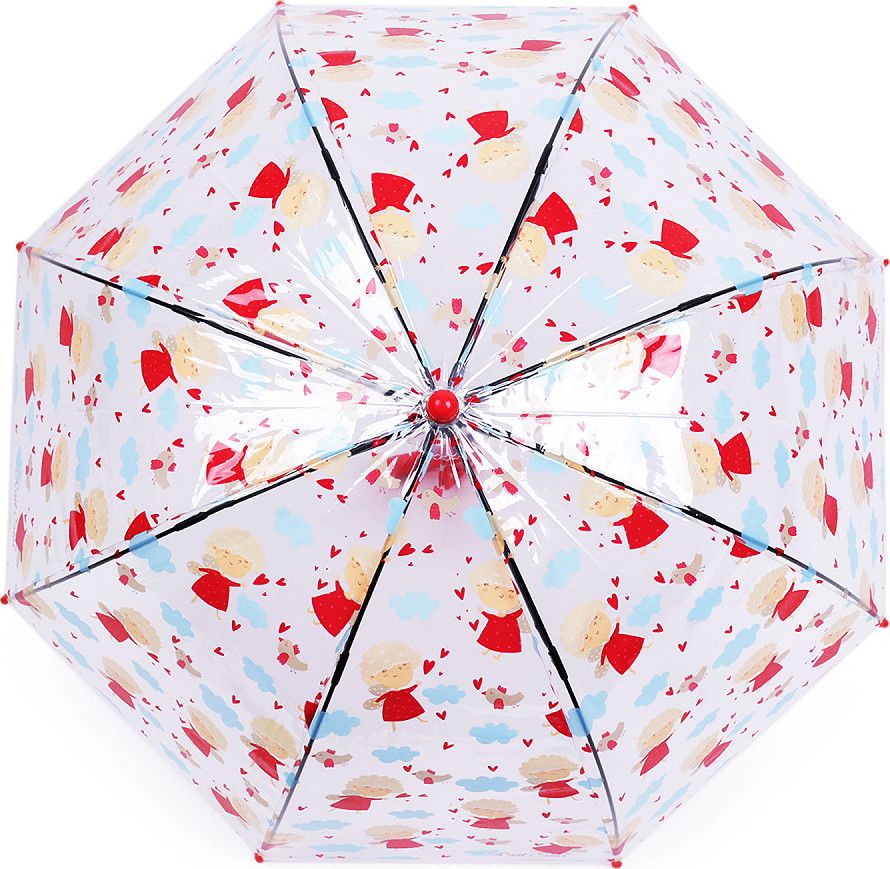 Dětský průhledný vystřelovací deštník Varianta: 2 červená srdce, Balení: 1 ks