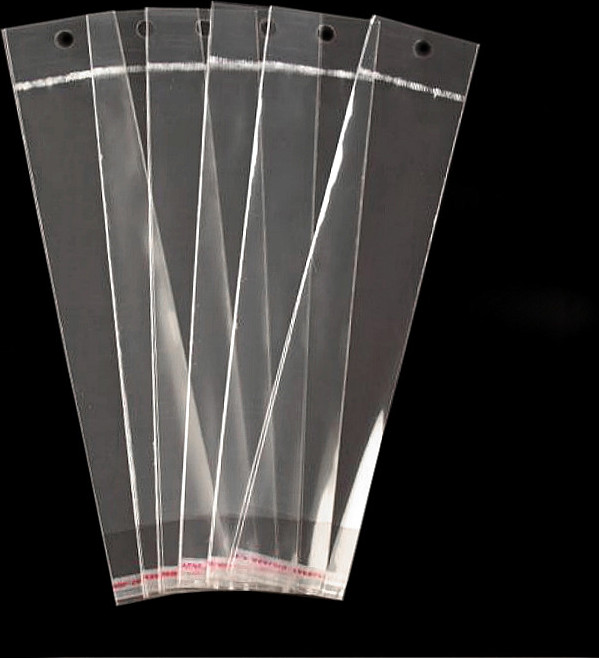 PP sáček s lepicí klopou a závěsem 5x20 cm Varianta: transparent, Balení: 100 ks