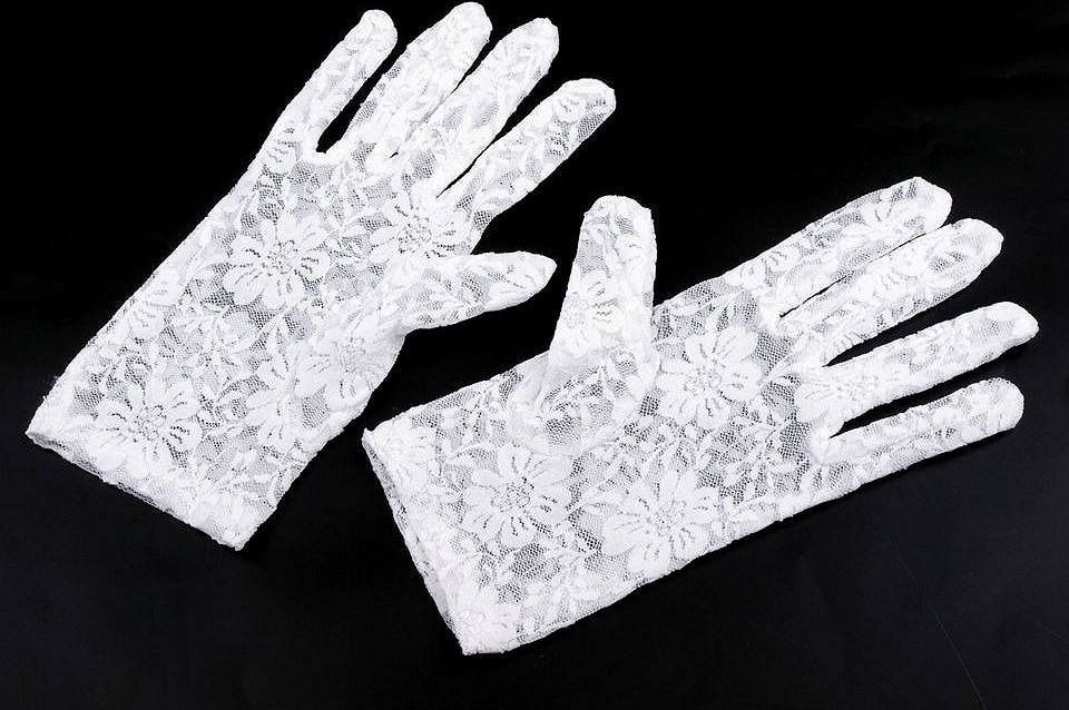 Společenské rukavice krajkové Varianta: 2 bílá, Balení: 1 pár