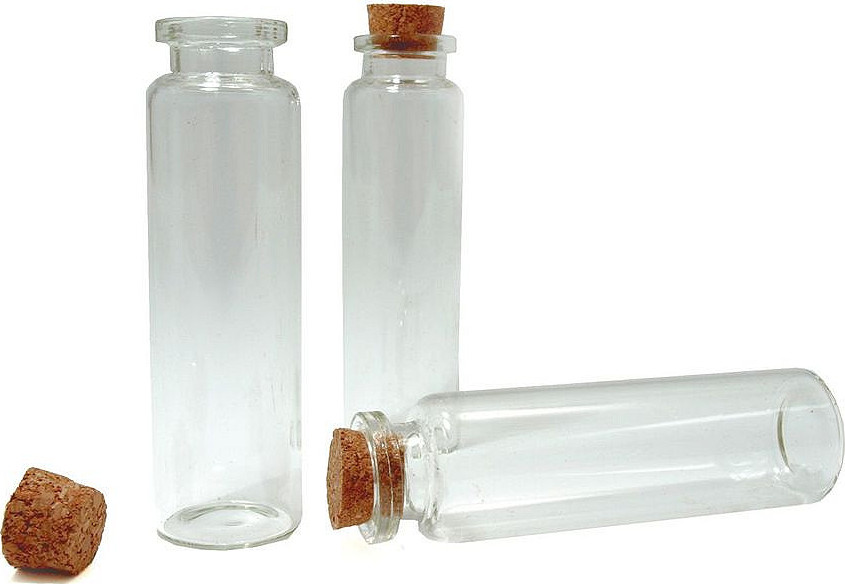 Skleněná lahvička s korkem 20x75 mm Varianta: 1 (20x75) transparent, Balení: 20 lahv.