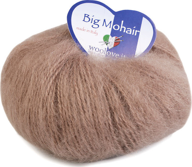 Pletací příze Big Mohair 25 g Varianta: 9 (7368) hnědá přírodní, Balení: 1 ks