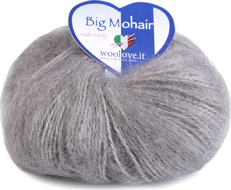 Pletací příze Big Mohair 25 g Varianta: 11 (303) šedá střední, Balení: 1 ks