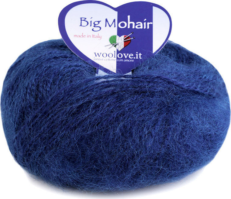 Pletací příze Big Mohair 25 g Varianta: 12 (908) modrá námořnická, Balení: 1 ks