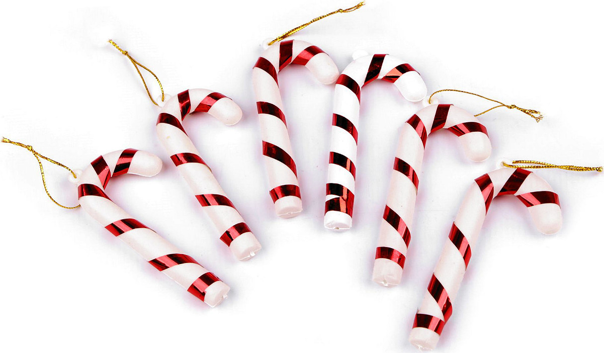 Vánoční hůlka k zavěšení Varianta: 1 bílá červená, Balení: 1 sáček