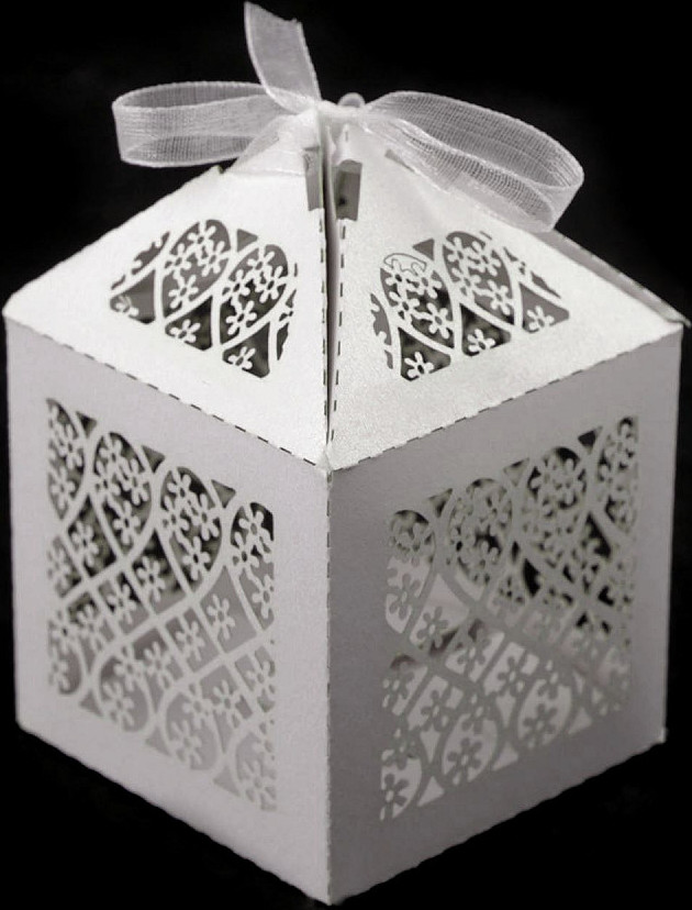 Papírová krabička svatební Varianta: 2 bílá perleť, Balení: 2 ks