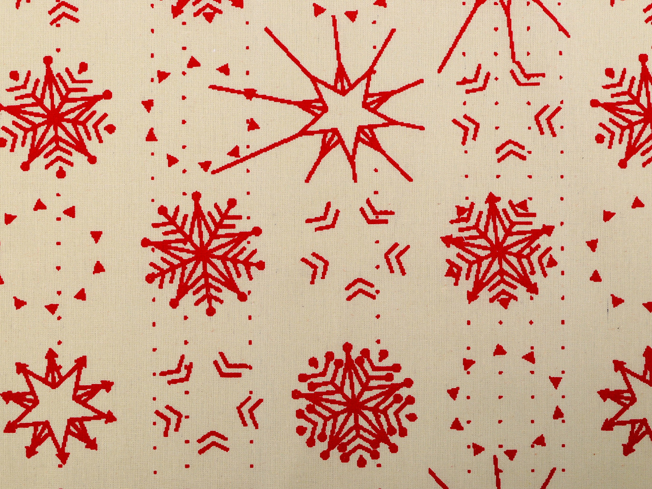 Vánoční bavlněná látka recyklovaná hvězdy Varianta: režná červená, Balení: 1 m