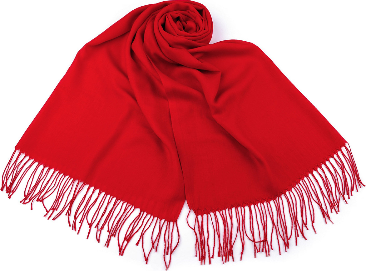 Šátek / šála jednobarevná s třásněmi 70x165 cm Varianta: 5 červená, Balení: 1 ks