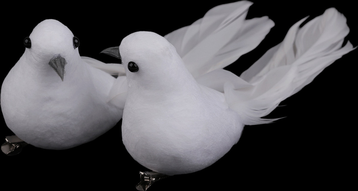Dekorace holubice s klipem svatební, vánoční Varianta: bílá, Balení: 2 ks