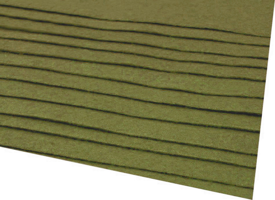 Látková dekorativní plsť / filc 20x30 cm Varianta: 45 (F23) zelená khaki, Balení: 12 ks