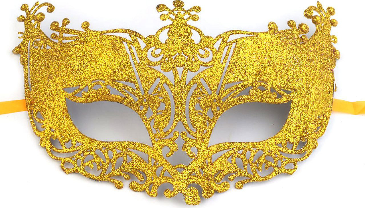 Karnevalová maska - škraboška s glitry Varianta: 9 zlatá, Balení: 1 ks