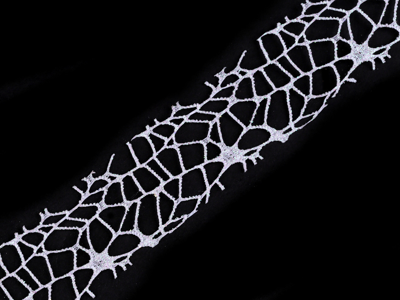 Stuha pavučina s glitry šíře 40 mm vánoční Varianta: 3 bílá AB, Balení: 9 m