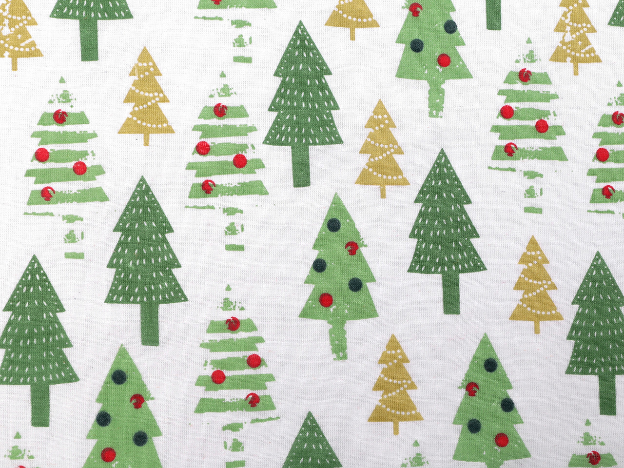 Vánoční bavlněná látka recyklovaná stromečky Varianta: bílá, Balení: 1 m
