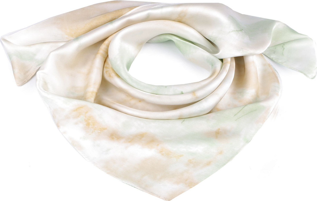 Saténový šátek batikovaný 70x70 cm Varianta: 1 zelená past.sv., Balení: 1 ks