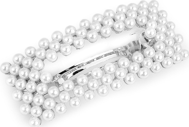 Francouzská spona do vlasů s perlami Varianta: 1 perlová, Balení: 12 ks