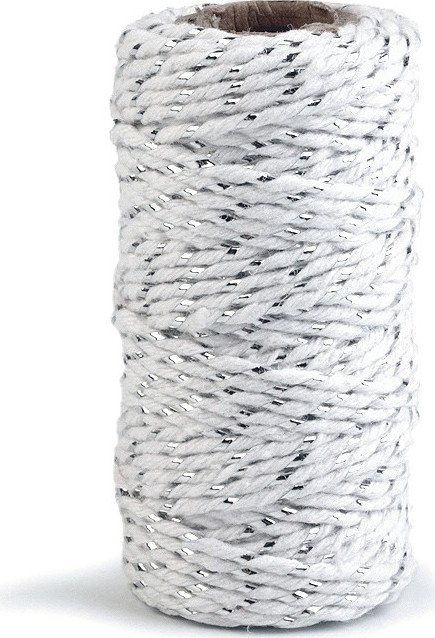 Bavlněná šňůra / provázek Ø1,5 mm s lurexem, vánoční Varianta: 1 bílá stříbrná, Balení: 1 ks