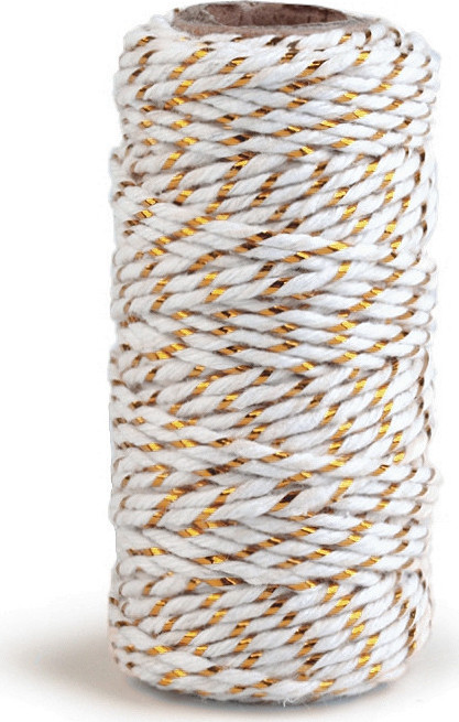 Bavlněná šňůra / provázek Ø1,5 mm s lurexem, vánoční Varianta: 2 bílá zlatá, Balení: 1 ks