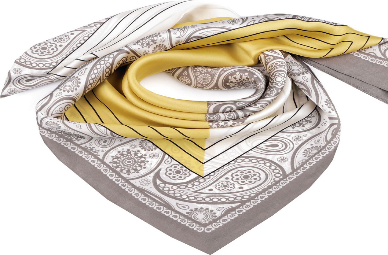 Saténový šátek paisley 70x70 cm Varianta: 3 šedá, Balení: 1 ks