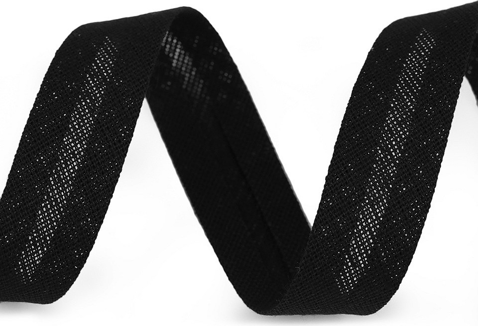 Šikmý proužek bavlněný šíře 18 mm zažehlený Varianta: 2 / 21 černá, Balení: 1 m