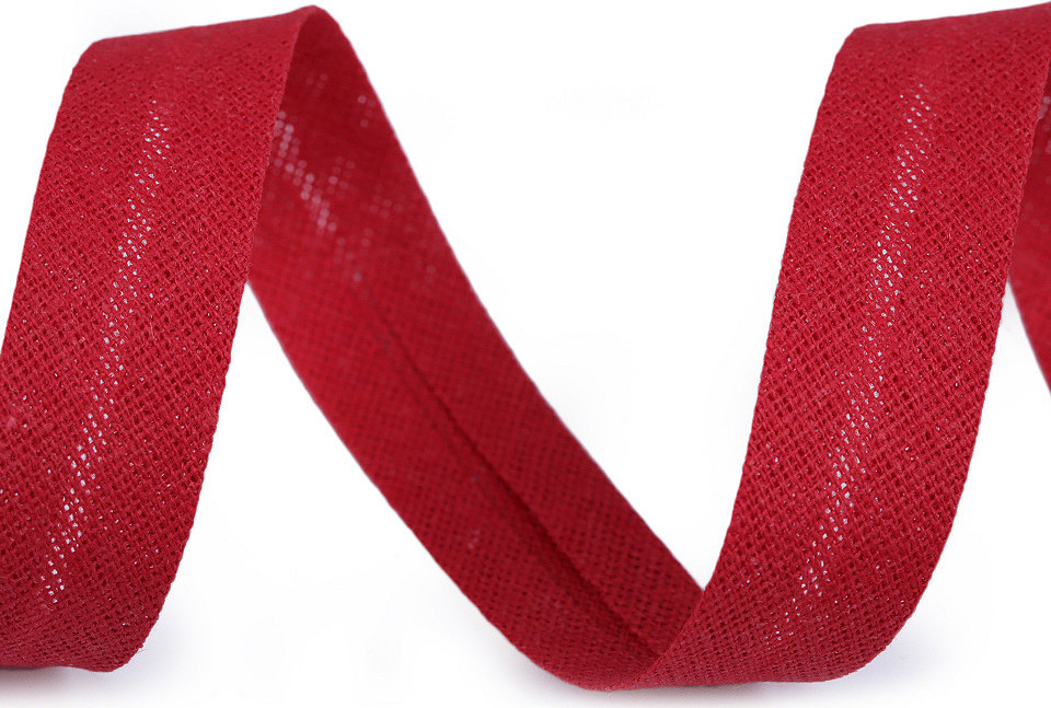 Šikmý proužek bavlněný šíře 18 mm zažehlený Varianta: 3 / 18 červená, Balení: 1 m