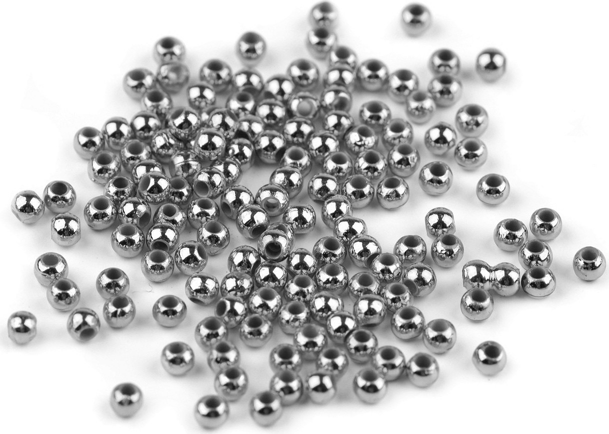 Plastové voskové korálky / perly Glance Metalic Ø4 mm Varianta: 1 platina, Balení: 10 g