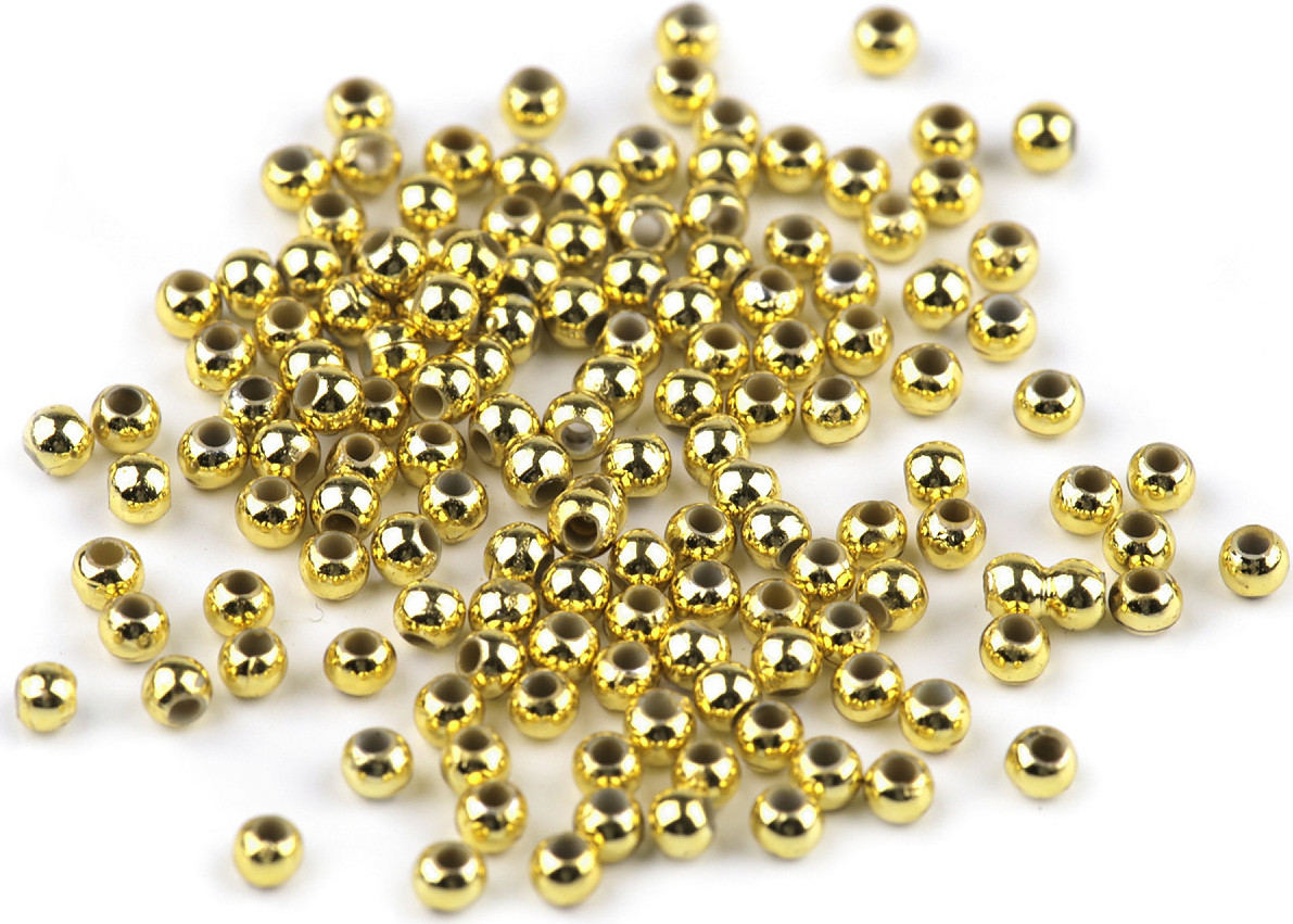 Plastové voskové korálky / perly Glance Metalic Ø4 mm Varianta: 2 zlatá sv., Balení: 10 g