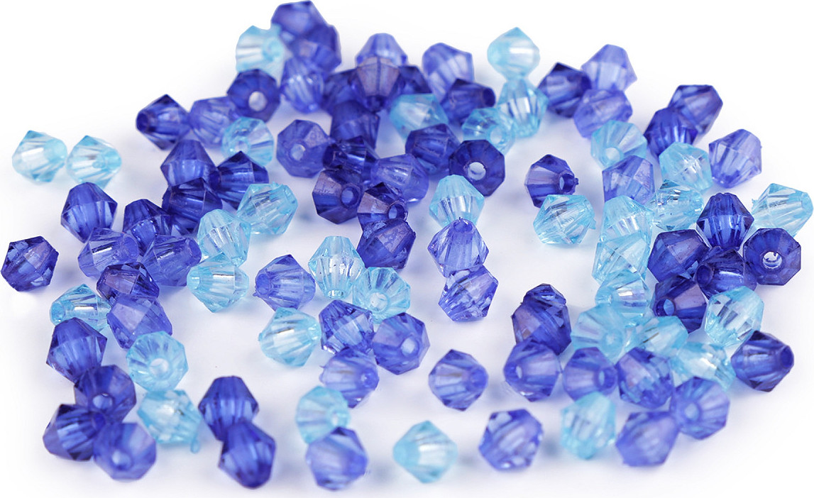 Plastové korálky cínovky / sluníčko 6x6 mm Varianta: 3 modrá mix, Balení: 25 g