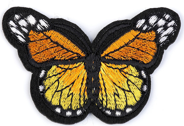 Nažehlovačka motýl Varianta: 2 oranžovožlutá, Balení: 1 ks