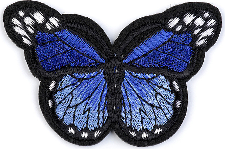 Nažehlovačka motýl Varianta: 10 modrá safírová, Balení: 10 ks