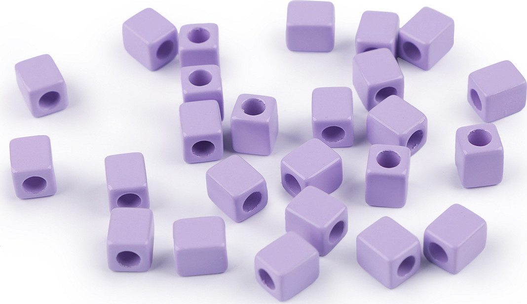 Plastové korálky kostka 6x6 mm Varianta: 4 fialová lila, Balení: 5 g