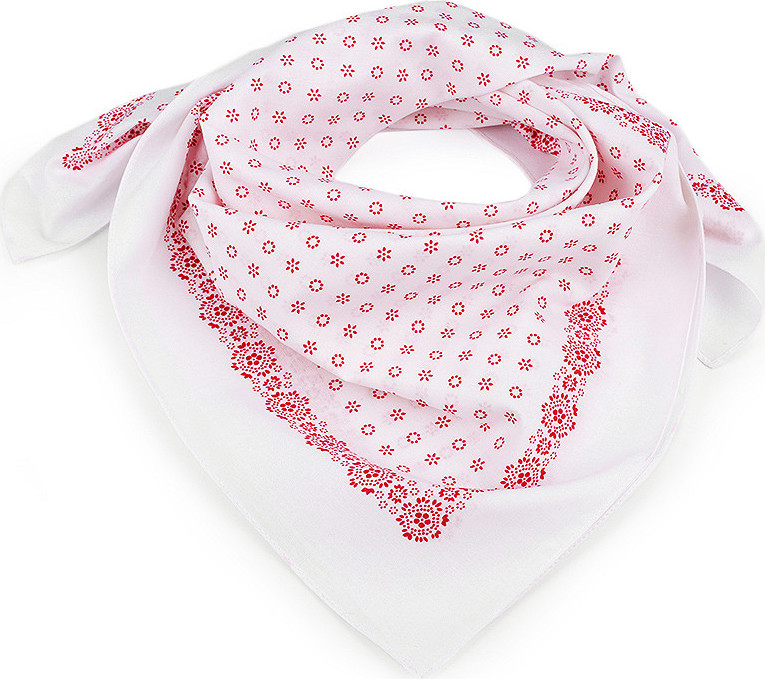 Bavlněný šátek drobné květy 70x70 cm Varianta: 2 bílá červená, Balení: 1 ks