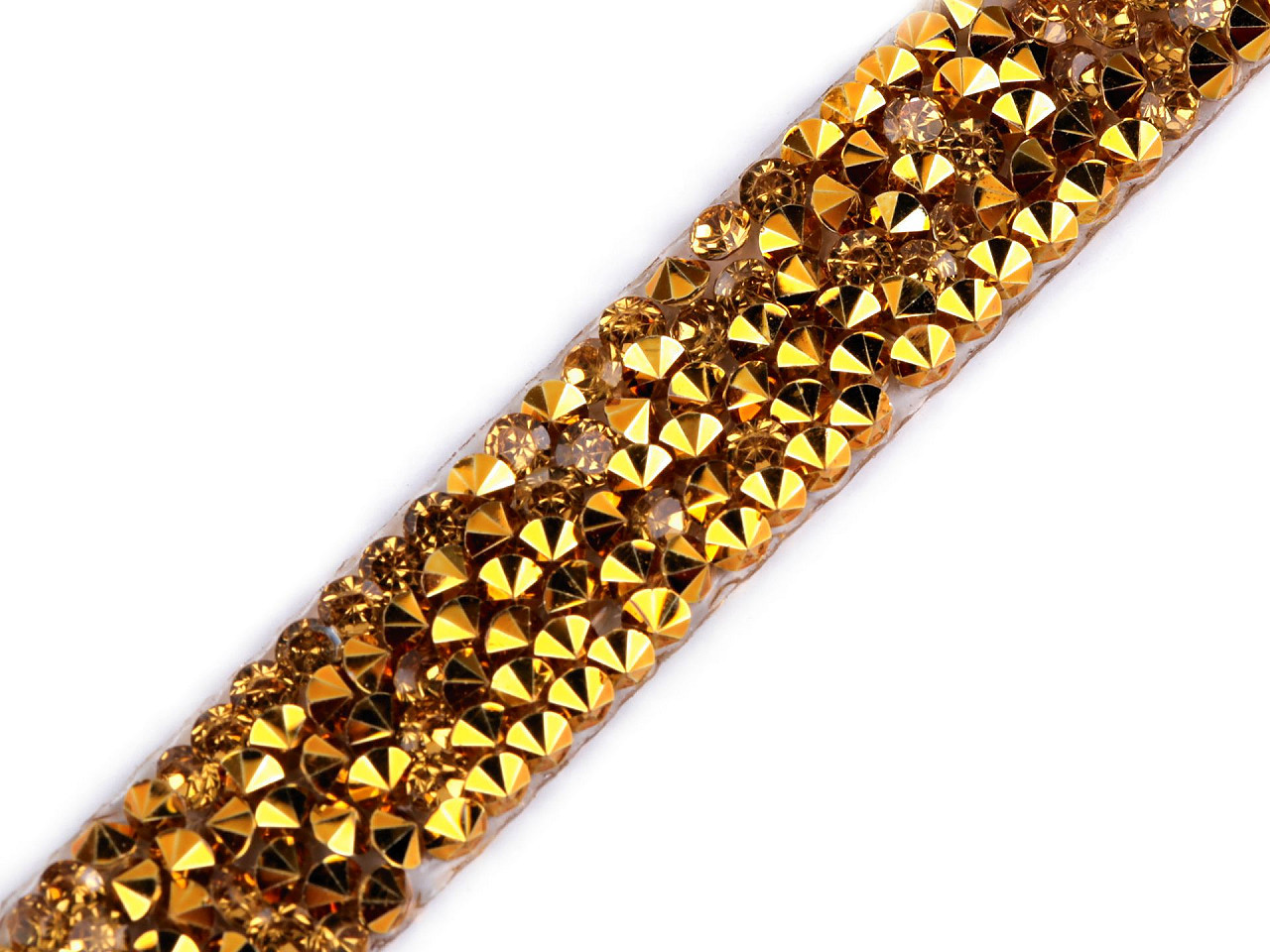 Prýmek s kamínky šíře 12 mm nažehlovací Varianta: 11 zlatá, Balení: 9 m