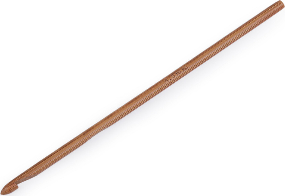 Bambusový háček na háčkování vel. 3; 4; 4,5; 5; 5,5 Varianta: 5 (4,5 mm) bambus tmavý, Balení: 5 ks